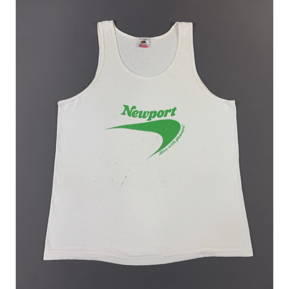 Newport White Tank Top with Green Logo